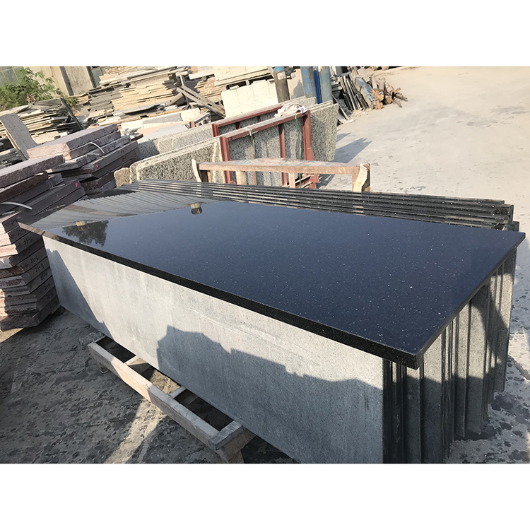 Оптовая продажа, 250x60x2 см глянцевая черная гранитная кухонная рабочая поверхность galaxy