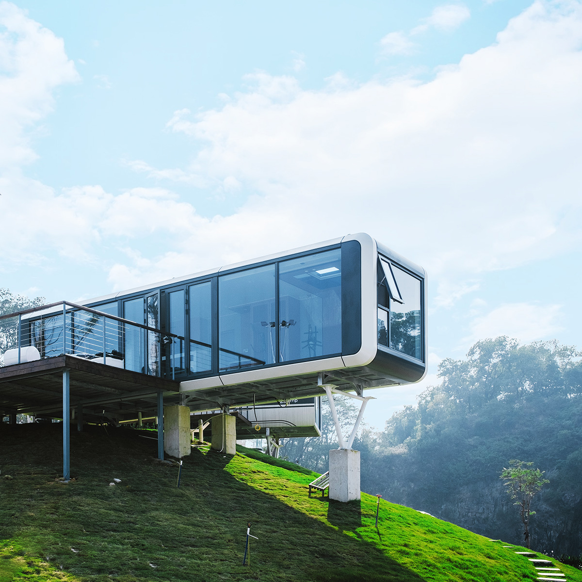 Zcamp A7 glass space capsule easy install prefab house modern eco-friendly prefabricated mobile home luxury modular hotel
