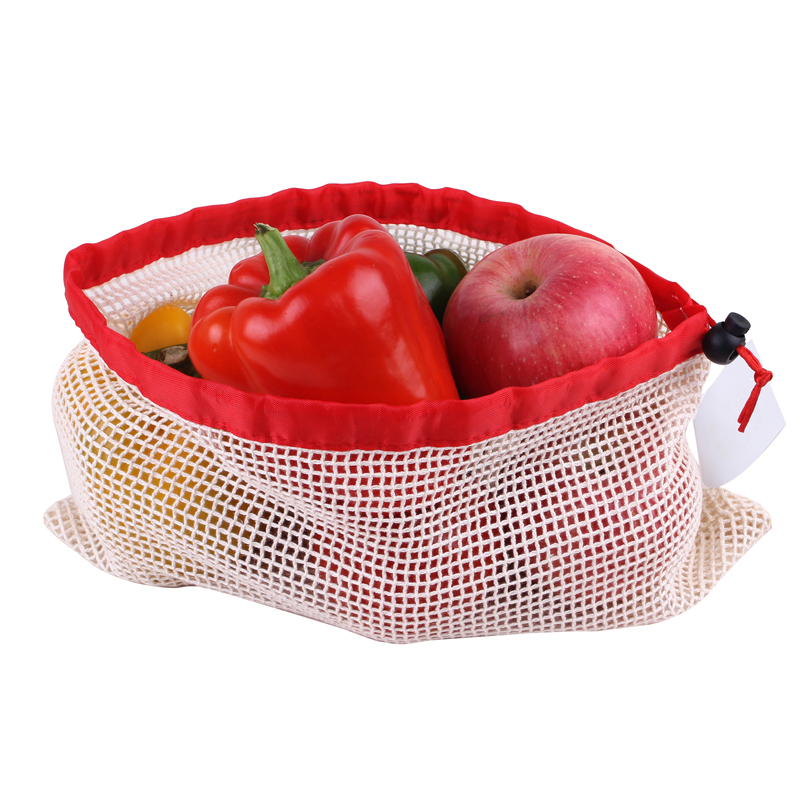 Reusable shopping cotton produce fresh bag eco friendly cotton mesh bags for fruits and vegetables
