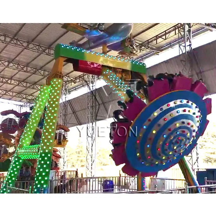 12 Seats Cheap Price Carnival Rides Attractions Kids Amusement Equipment Hammer Small Swing Pendulum Frisbee Ride For Sale
