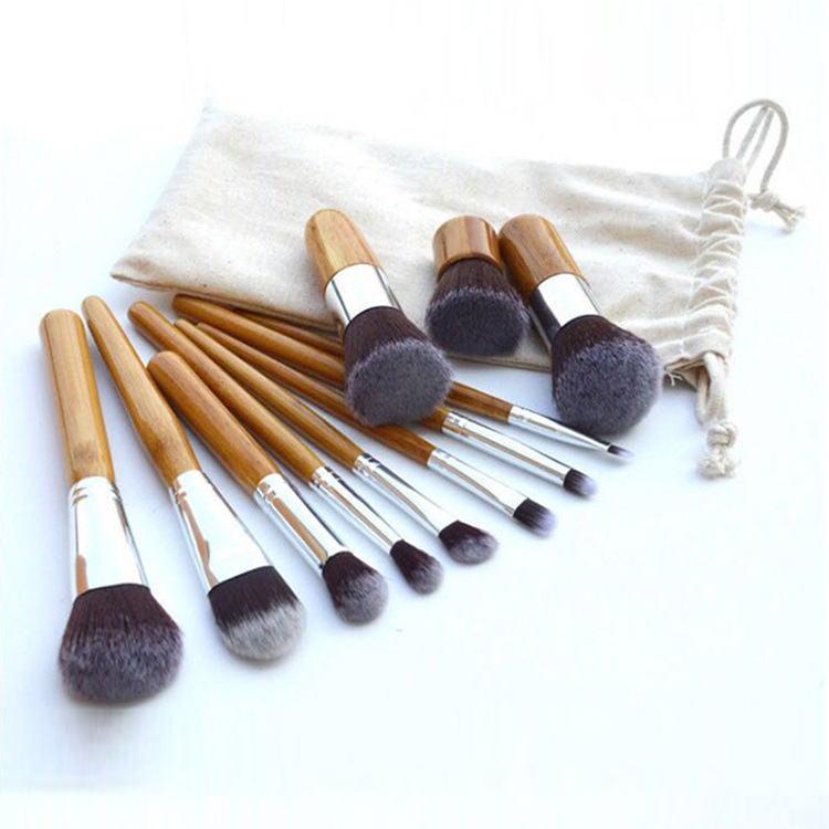 Wholesale bamboo makeup brushes set vegan makeup brush set private label