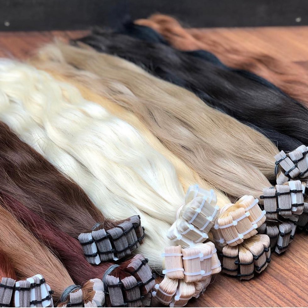 Wholesale factory price double drawn russian 100human hair tape in hair bundles 12a grade raw tape in hair extensions