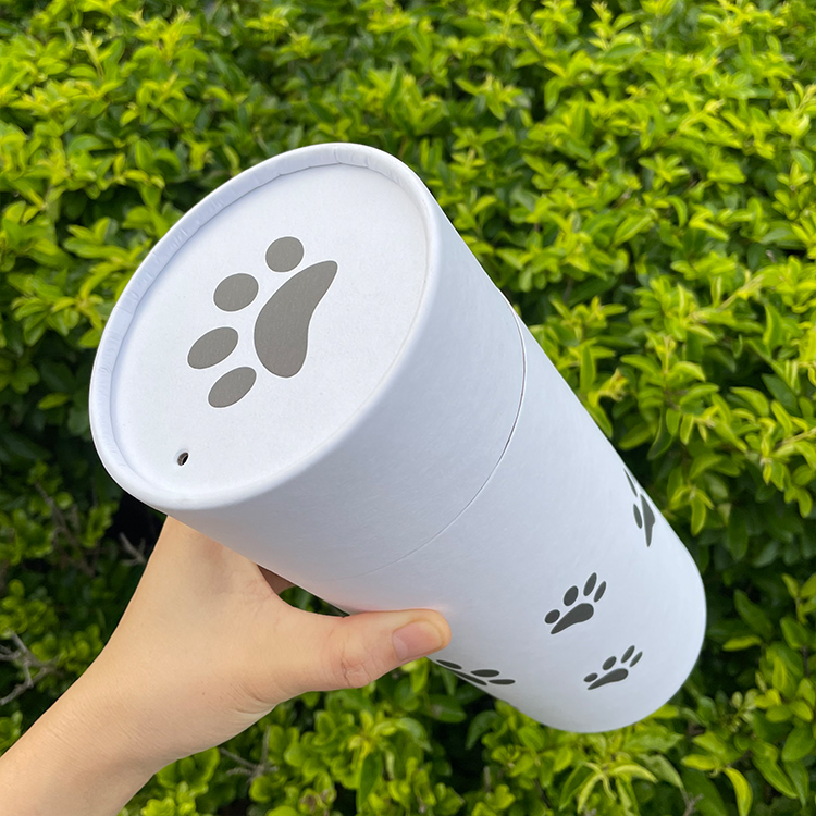 Firstsail custom cat paw printing biodegradable pet scatter urns paper tube box cremation ashes funeral supplies for sea burial