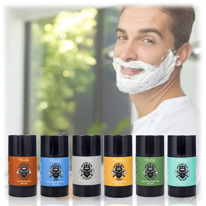 Private Label Moisturizing Refreshing Soften Foaming Shaving Stick Soap For Men Gift Set