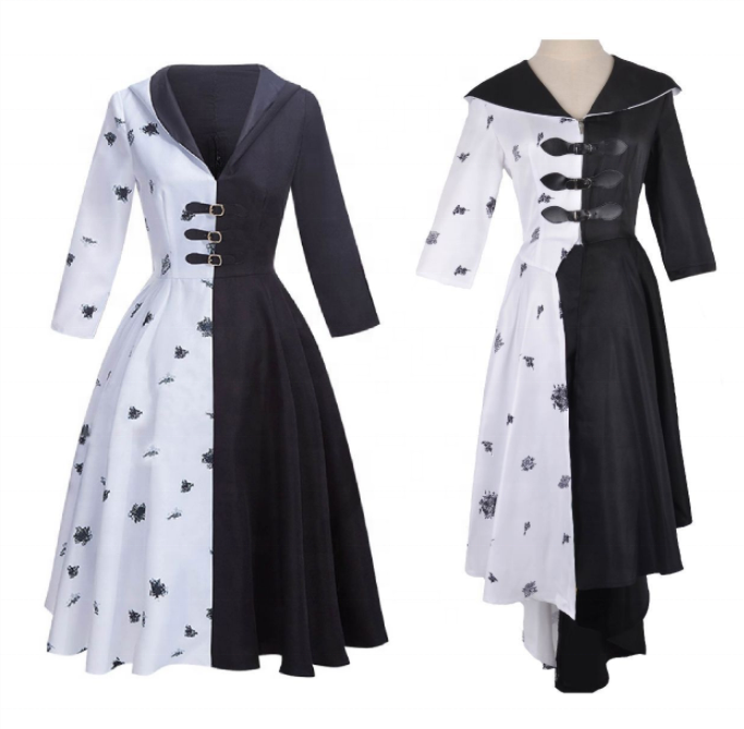 Halloween Cosplay 101 Dalmatians Cruella Red Dress Costume Disguise Cruella De Vil Cocktail Dress for Adults