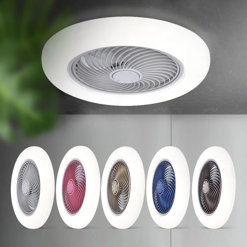 LED ceiling fan fans with lights remote control bedroom decor lamp 52cm air Invisible Blades Retractable Silent