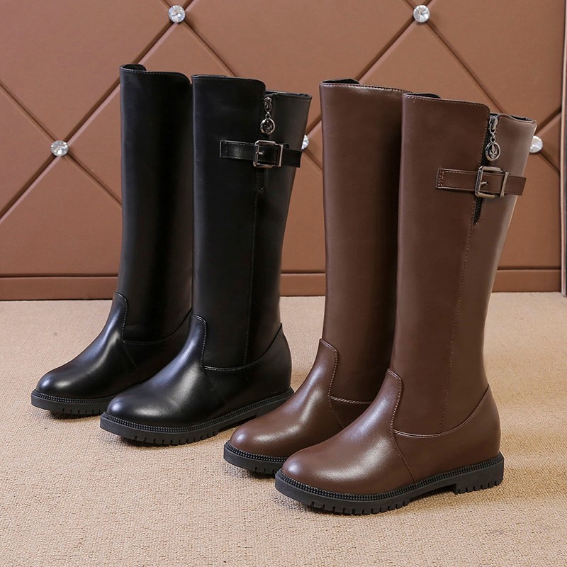High quality leather rubber boots ladies white knee high snow boots women's large size luxury brand women designer boots