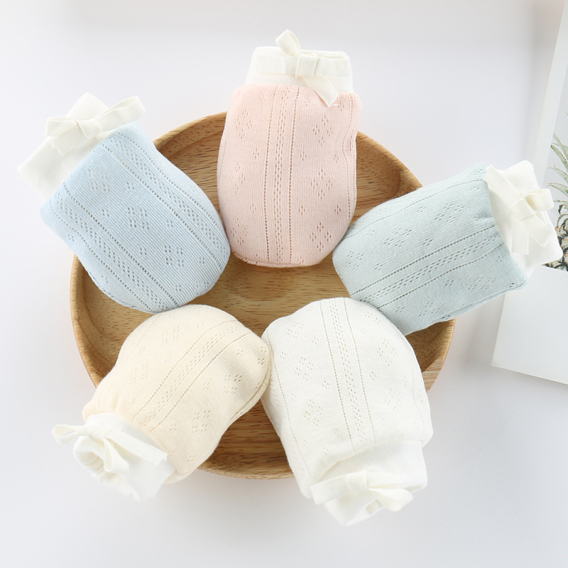 Autumn Baby Anti-Scratch Mittens Warm Breathable Gloves Drawstring Design Cotton Soft Small Gloves