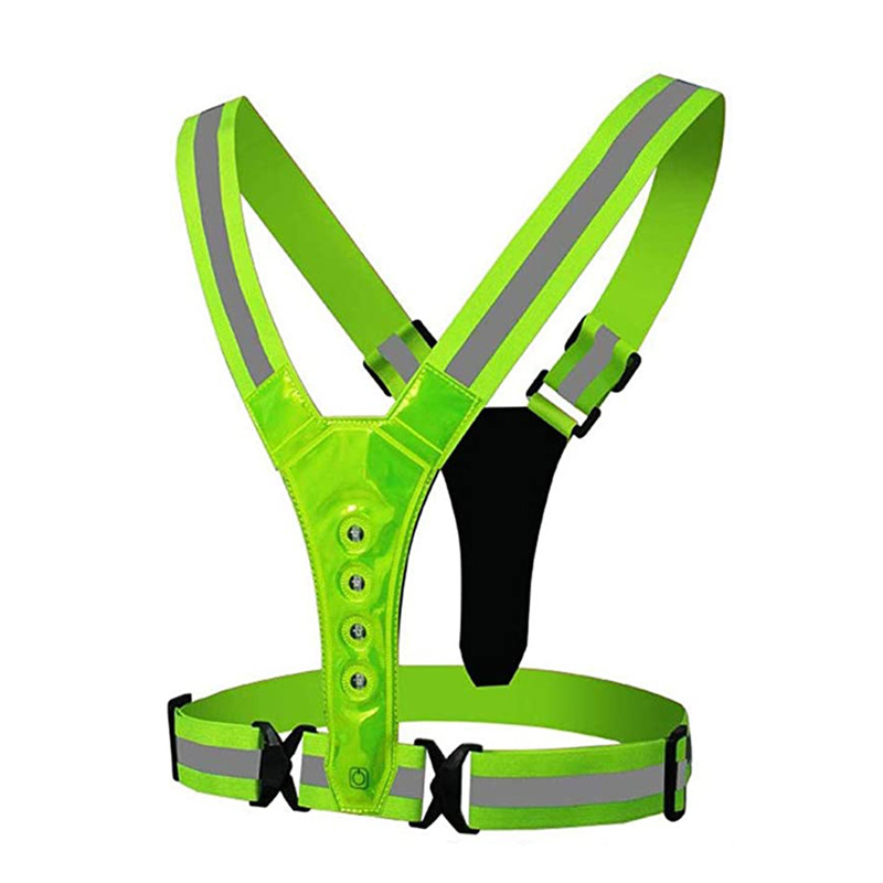 LED Reflective Vest Cycling High Visibility Outdoor Running Safety Adjustable Elastic Strap Glow Warning Suit