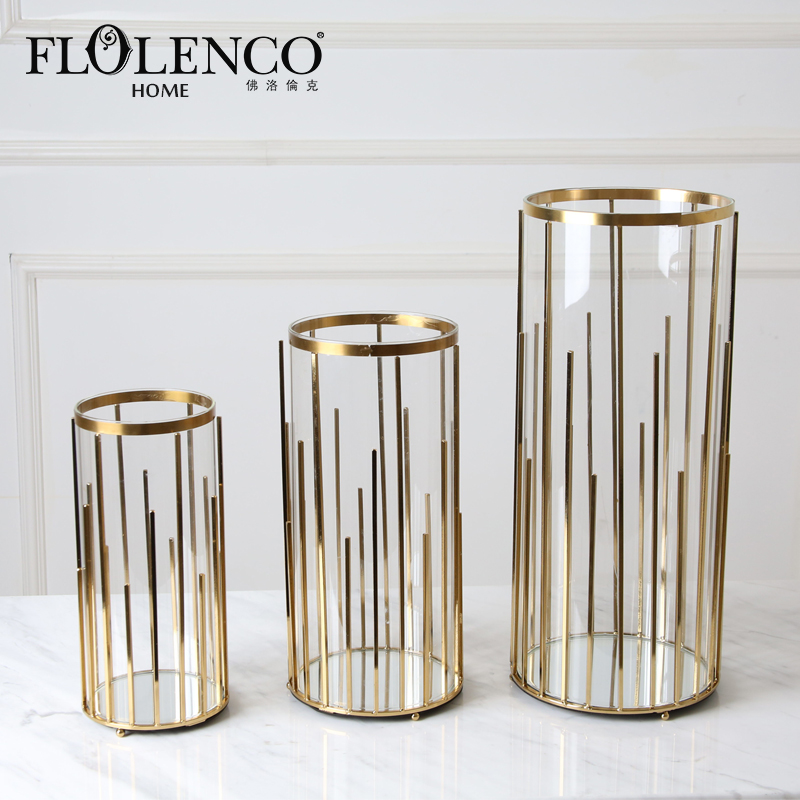 Wedding Round Gold Metal Stand Metal Frame Tall Flower Vase for Hotel Decor
