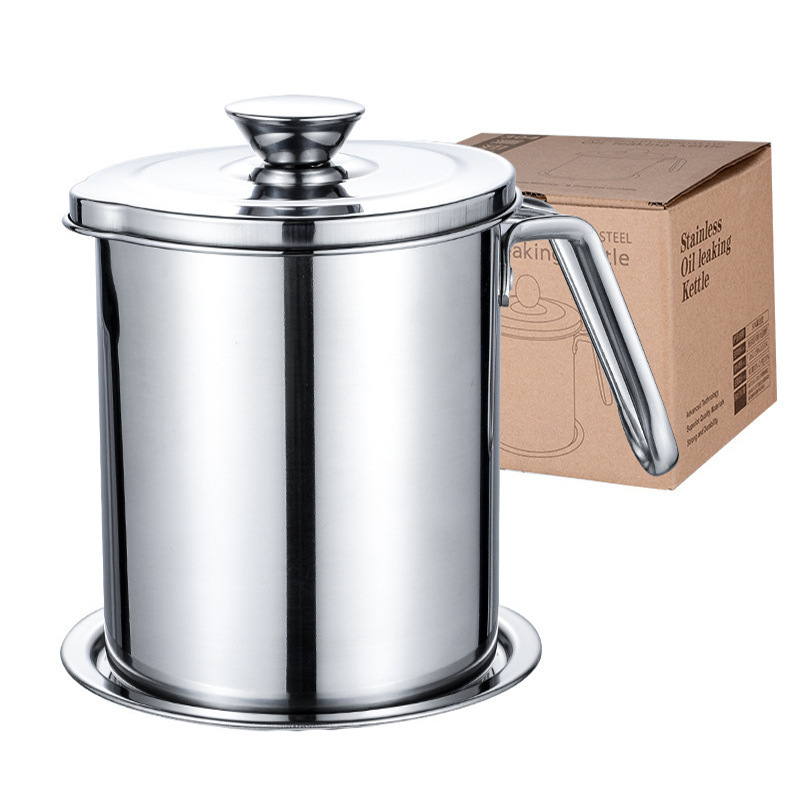 Stainless steel oil draining pot household large capacity filter oil residue oil storage tank draining pot
