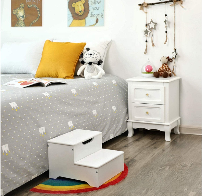 Utility nonslip bathroom toilet potty stool kids kitchen children's step stool wood with storage box