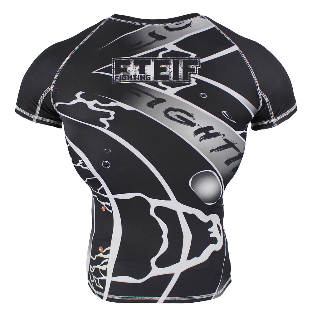 MMA running fitness wear for men short sleeve custom training Tights suit outdoors running workout clothing set