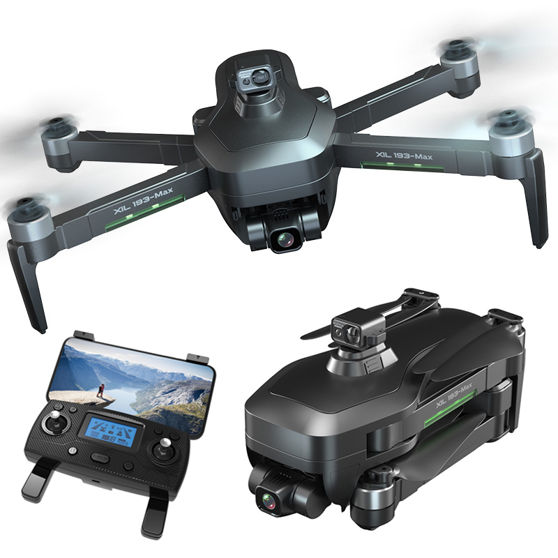 Авто избегать препятствия XIL Дрон 193MAX 5G 4K, GPS, Wi-Fi, бесколлекторный Двойной игрушка с дистанционным управлением Дрон с камерой (3-осевой и портативный монопод с шарнирным замком)