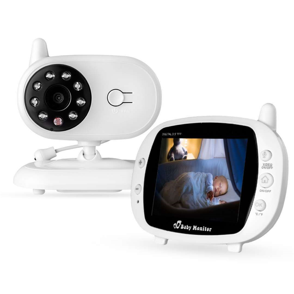 3.5 inch Baby Monitor with Camera 2.4GHz Wireless Video LCD Digital Security Camera Night Vision Kids Monitor