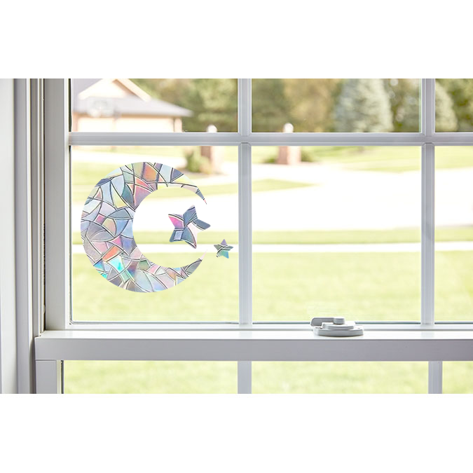 Moon Phases Static ClingWindow Clings Anti Collision Window Decals Rainbow Sun Catcher Holographic Window Film Decals