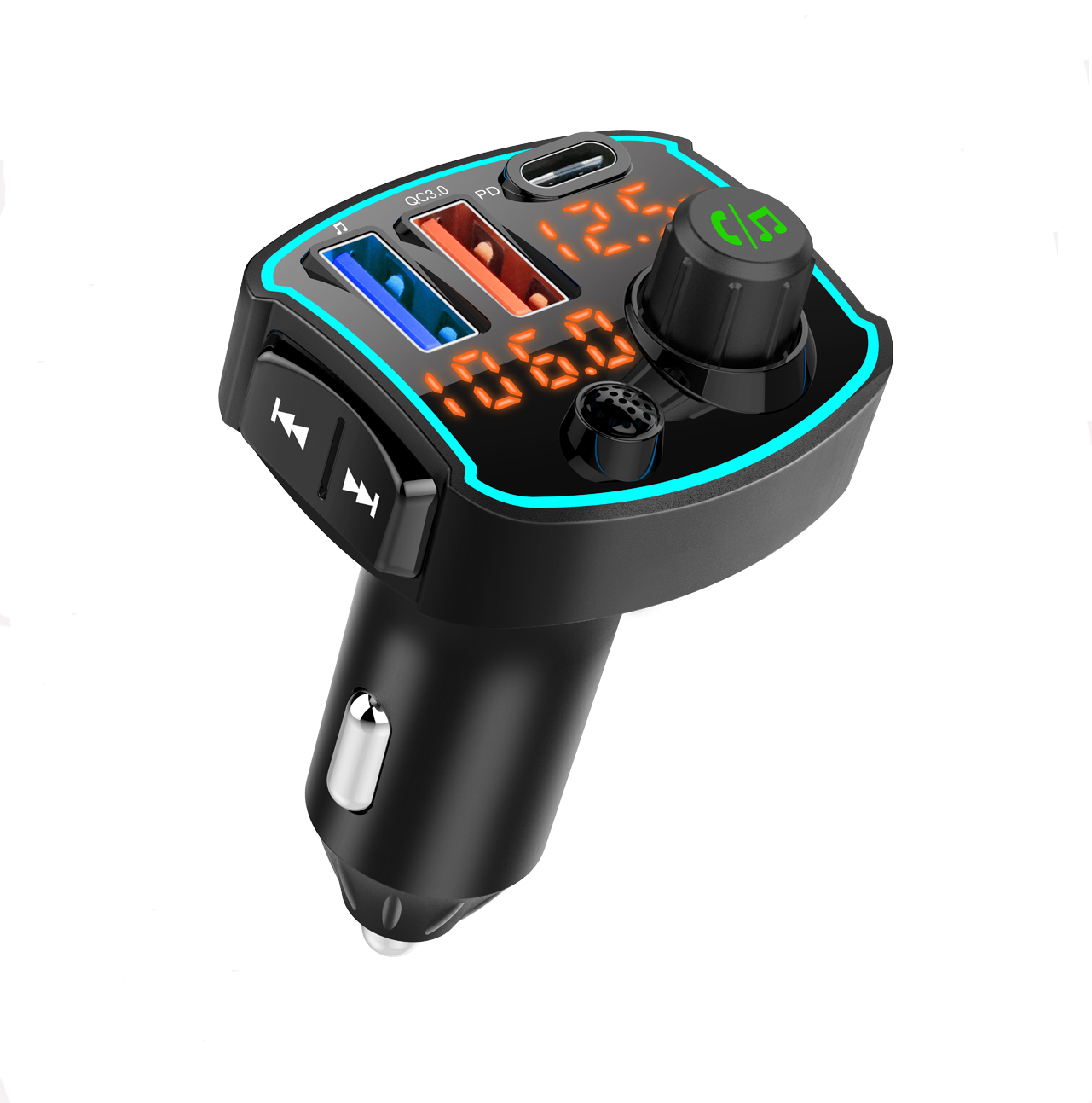 Цветной двойной экран с 3 USB-портами QC3.0 PD3.0 автомобильный адаптер для быстрой зарядки BT Автомобильный MP3-плеер Автомобильное зарядное устройство