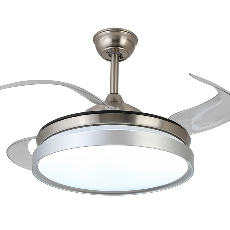 42 Inch LED 3 Light color Change Invisible Blades Chandelier Remote Control Retractable Ceiling Fan with Light