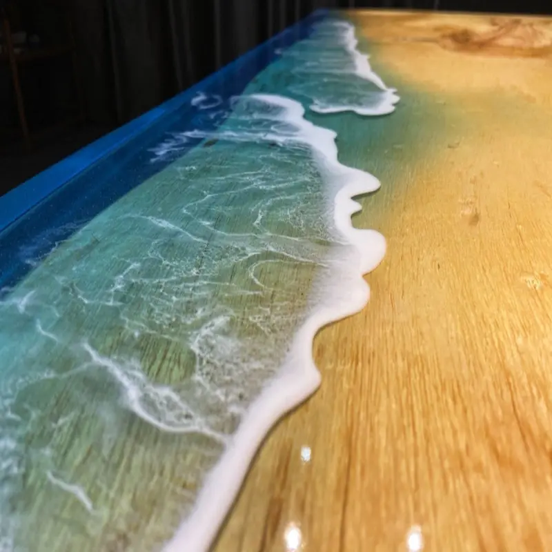 Custom Luxury Coffee Solid Wood River Design Dining Table Restaurant Table Resin Epoxy Table