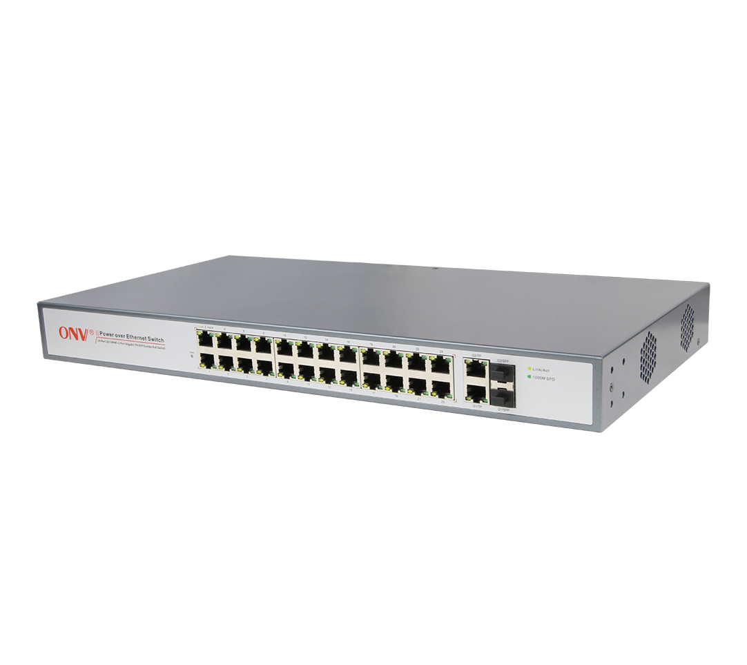 Управляемый коммутатор PoE с 24 портами PoE и 2 портами Gigabit TP/SFP