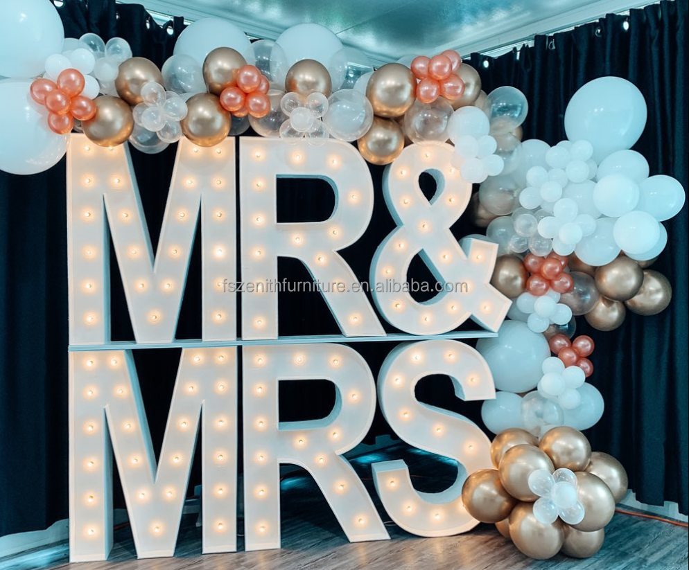 Свадебное украшение, праздничное освещение, 4 фута, шатер, буквы Mrs, стенд, светодиодный светильник