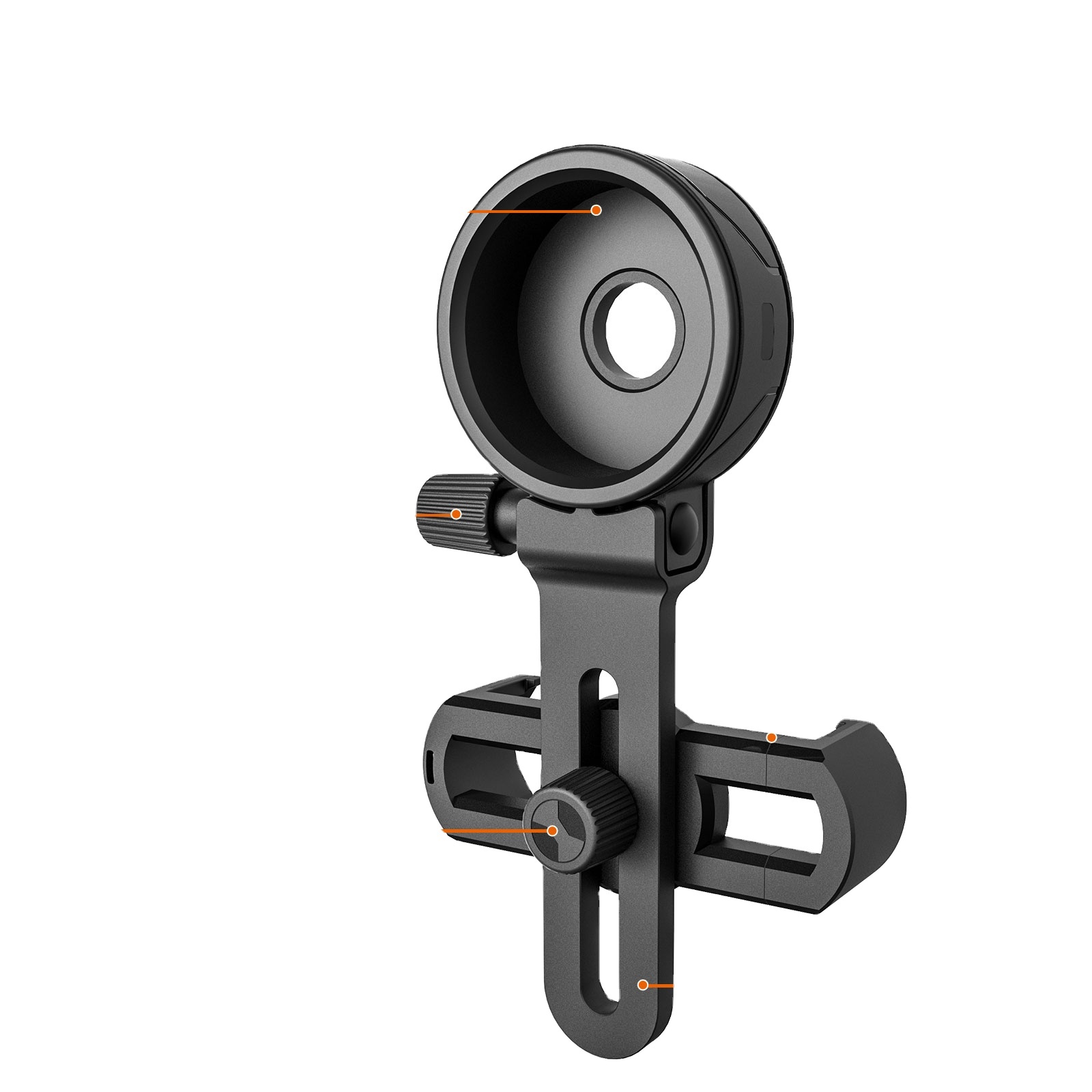 LUXUN Black Adjustable Metal/ABS Cellphone Adapter Mount Microscope Spotting Scope Telescope Clip Bracket Phone Stand Holder