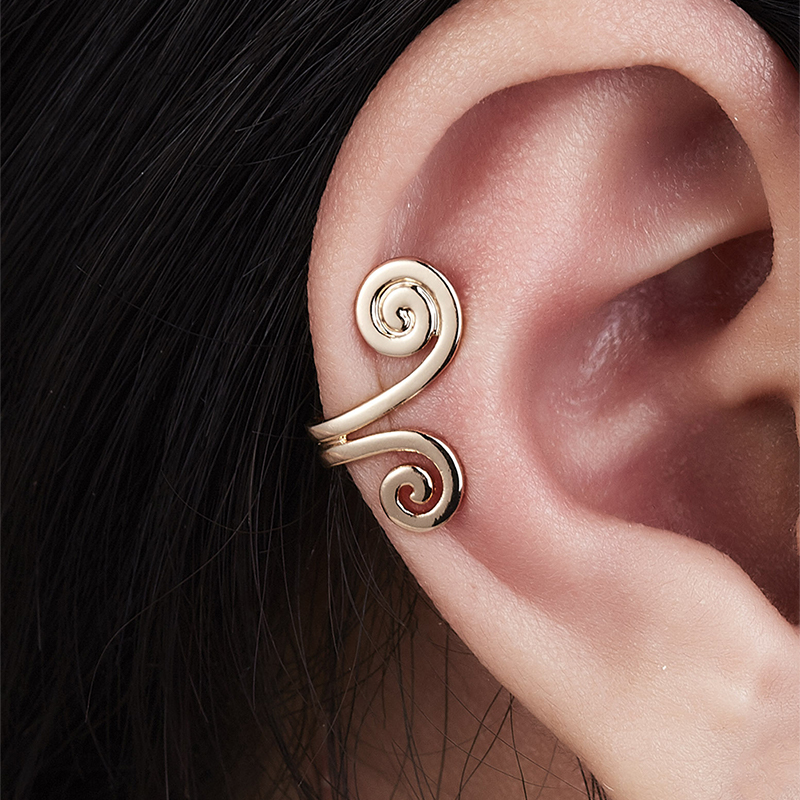 Custom OEM Double Spiral Gold Fake Nose Ring Silver Color Trendy Clip On Fashion Body Jewelry Ear Cuff