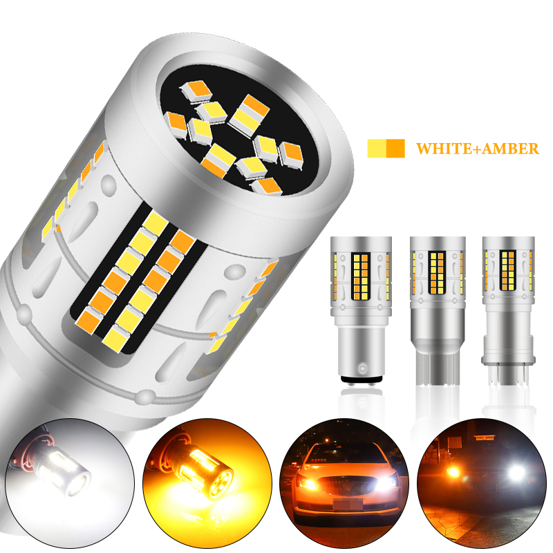 Dual color Super Bright Led Switchback Brake Turn Signal Light Led Car Lights Led Lights for Car 7443 1157 3157 Led Bulb