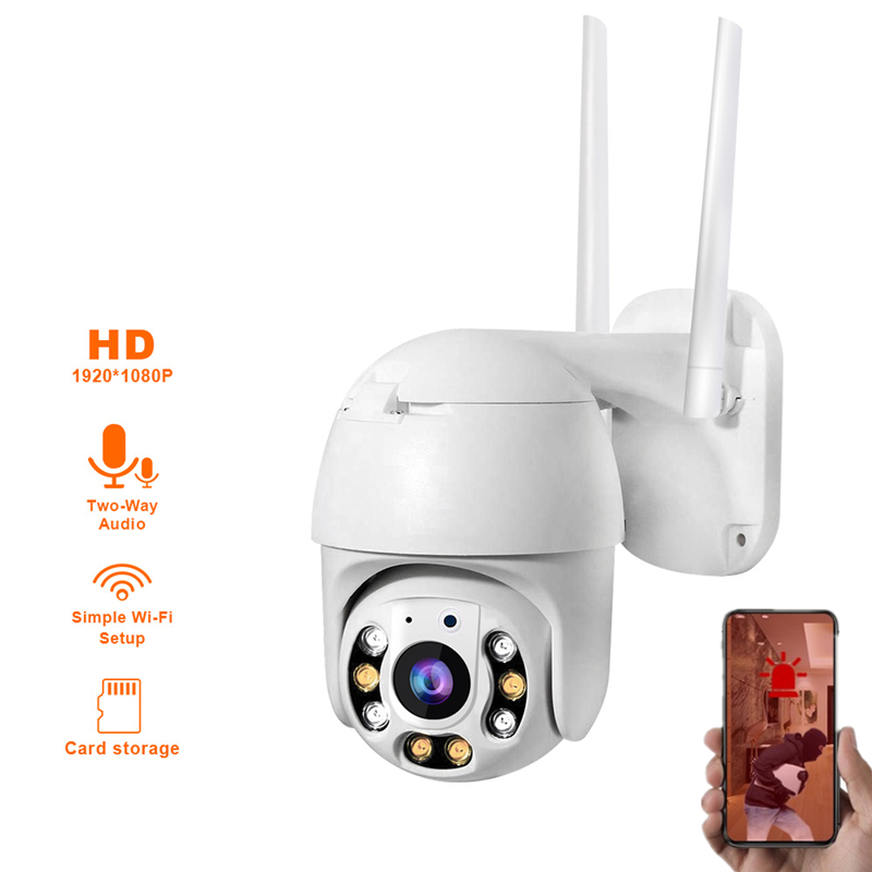 360 Degree Remote Surveillance Recorder 1080P Wifi Outdoor PTZ Colorful Night Vision Motion Detection Dome Security Surveillance