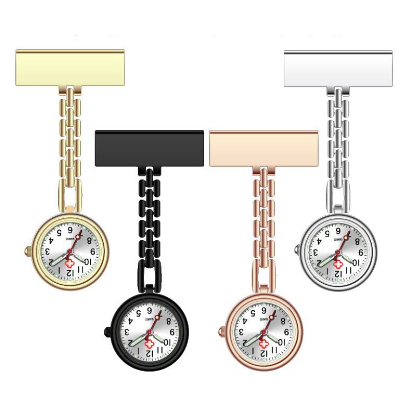 Карманные Прочные часы от производителя, часы из нержавеющей стали с зажимом на булавке, брошь для наручных часов, Металлические кварцевые часы для медсестер для больницы