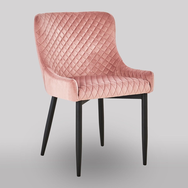 Modern ring back pink fabric chairs metal legs dining room fabric Chair