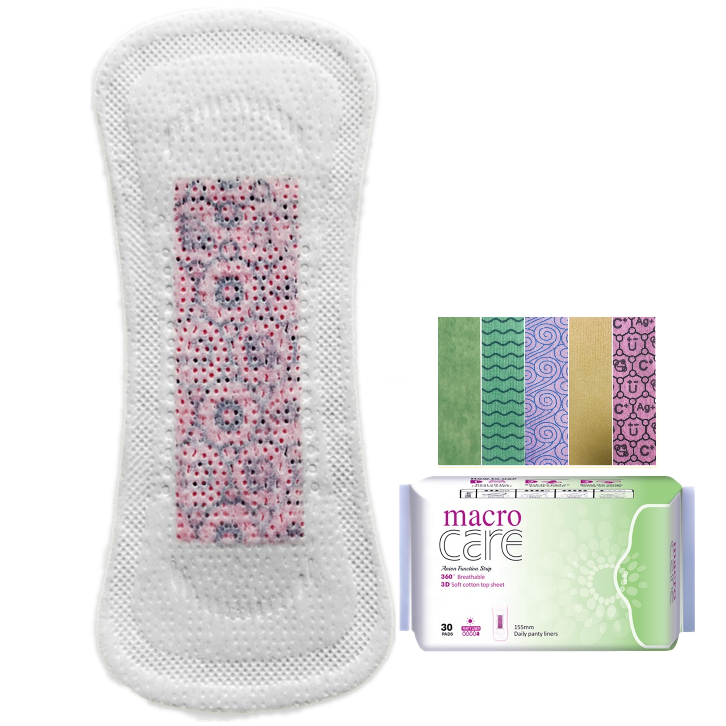 Macro Care Best Bamboo Biodegradable Anion 100% Organic Cotton Herbal Panty Liners For Women With OEM Brand