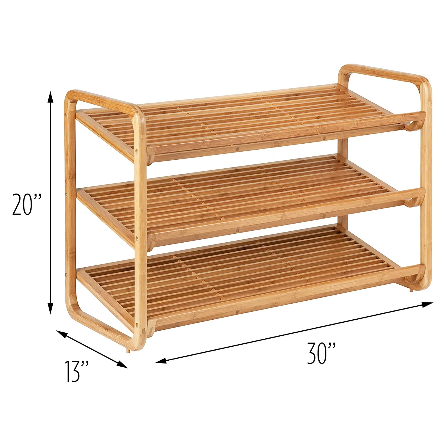 Wooden Bamboo 3-Tier Living Room Shoe Rack Shelf Storage Organizer