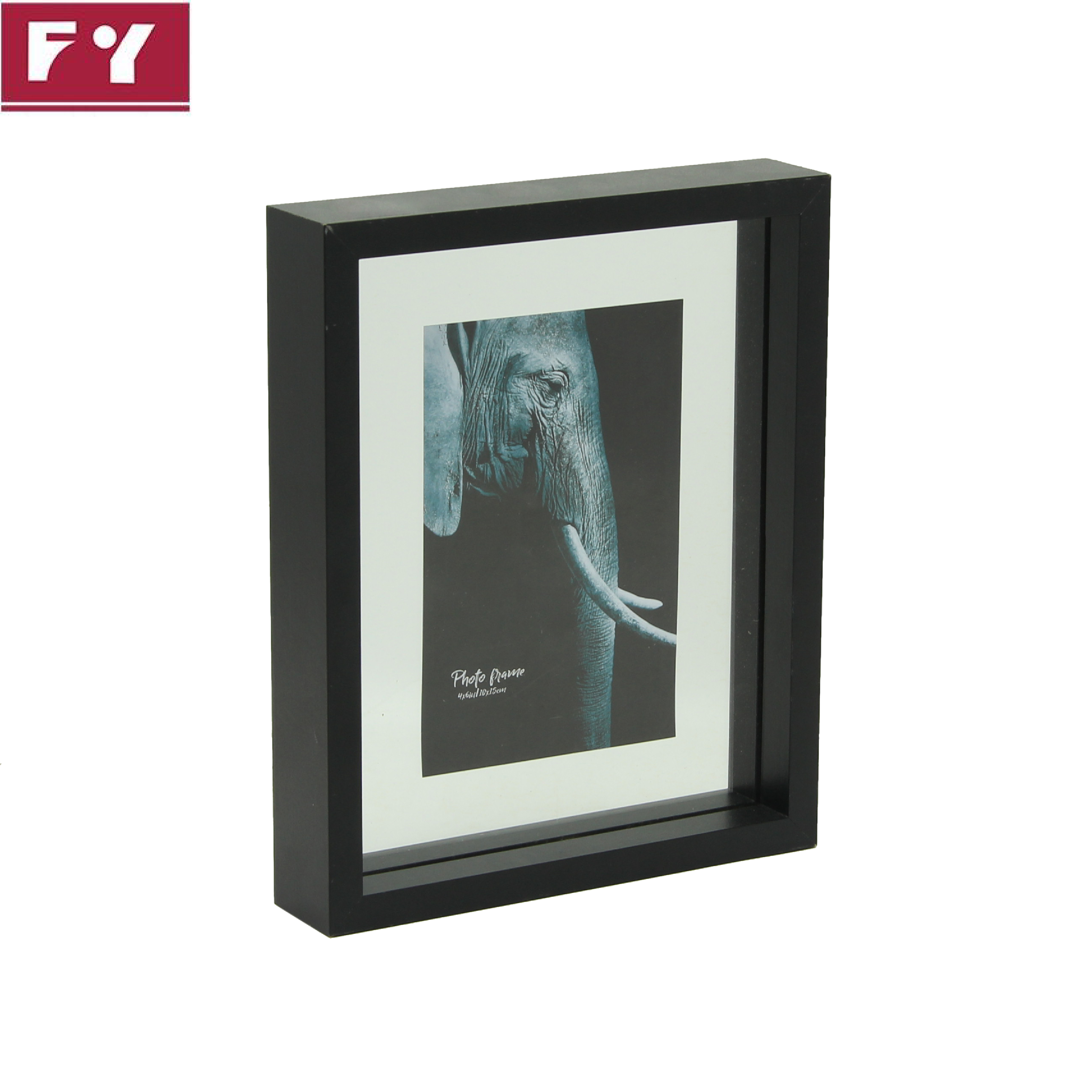 High quality MDF 7*9" Double Sided Black Factory Floating glass photo frame 201P0940FLT79-BK