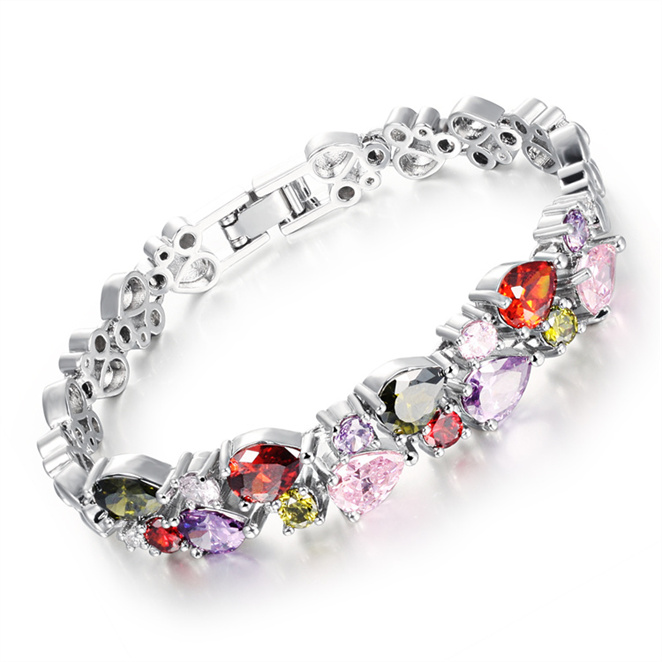 Attactible hot sell high quality product tasteful simple sense adjustable crystal gold flower bracelete