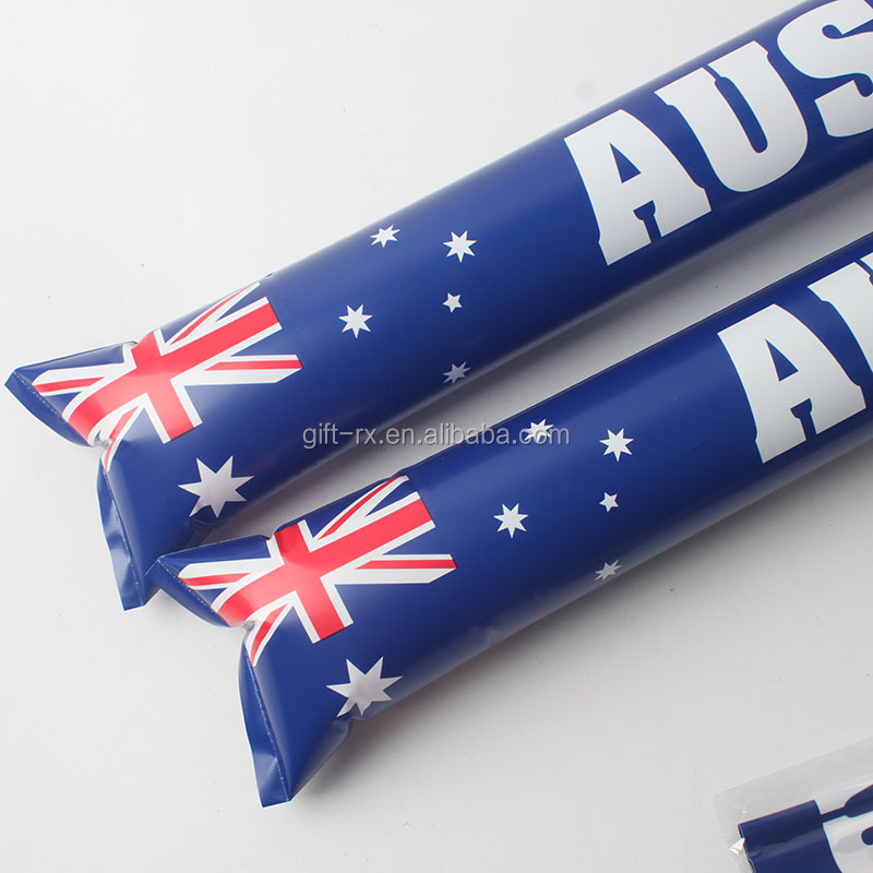 High Quality Custom Blue Inflatable Noisemaker Bang Stick Country Logo Toy for Anime Animal Love Sport Made from Durable Plastic