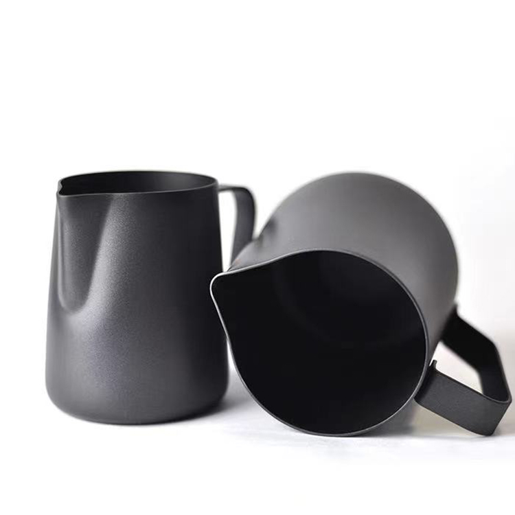Hot selling barista recommend 350ml 600ml black matte custom stainless steel coffee milk pitcher jug