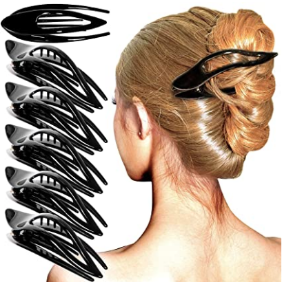 KANEKALON 6 Pcs Womens French Curved Hair Clip No Slip Strong Grip Comfortable Hold Girls Ladies Beauty Accessory CH0010