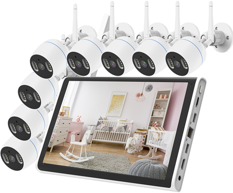 2MP Wifi 8ch 8camera 10.1-inch screen all-in-one machine Dual light source,two-way voice intercom wireless NVR Kit