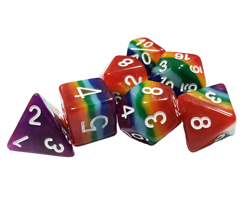 Ролевые игры DND кубики 7 шт. в комплекте смолы кости для игры в мяч ясно Радуга