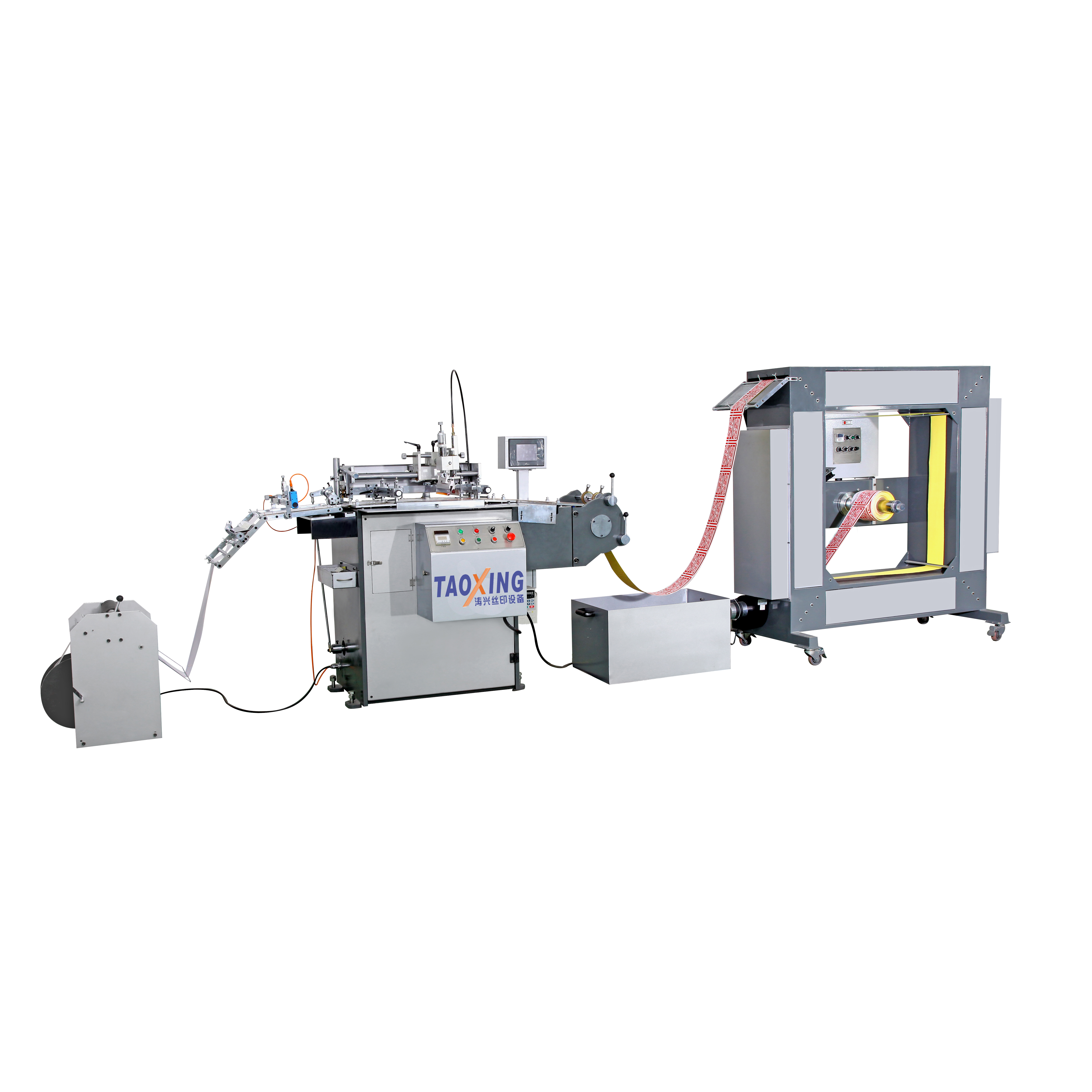 fully automatic sticker label roll to roll silk screen printing machine for hear transfer film printing