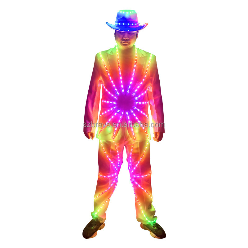 New Arrival Night Club Color Changing Rave Stage Glowing Dance Performance Wear Bar Atmosphere Luminous Clothing Costume Suit