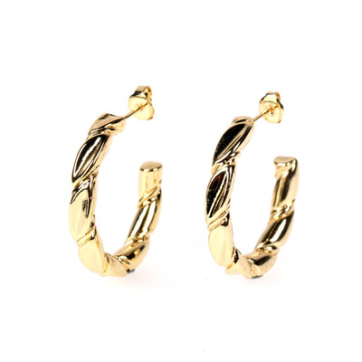 Ins Fashionable Glossy Gold Plated C Shape Earring Irregular Half Circle Stud Earring
