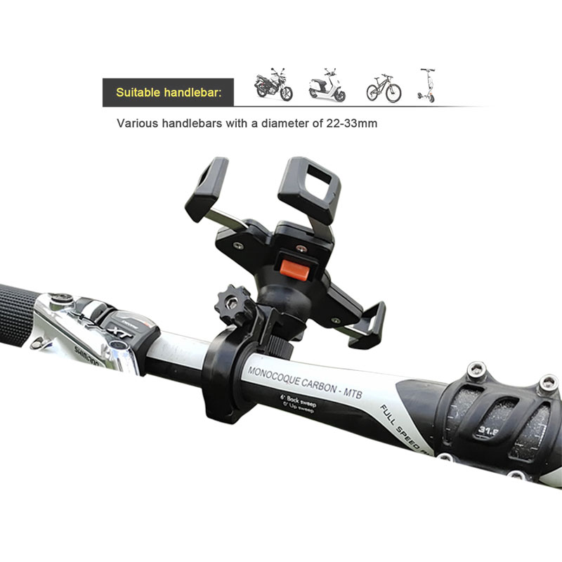soporte celular metal Bike Phone Mount with Stainless Steel Clamp Arms Anti Shake Bike Phone Holder for Any Smartphones GPS