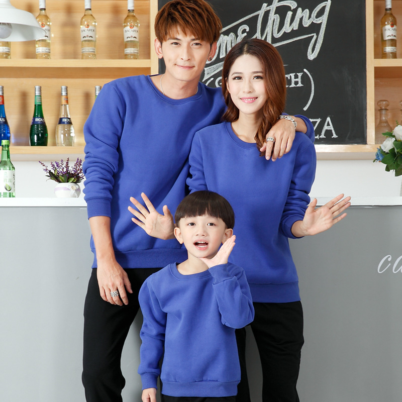 HD-088 New fall high quality casual 100% cotton knitted plain pullover long sleeve hoodie shirts blank tops t shirt for family