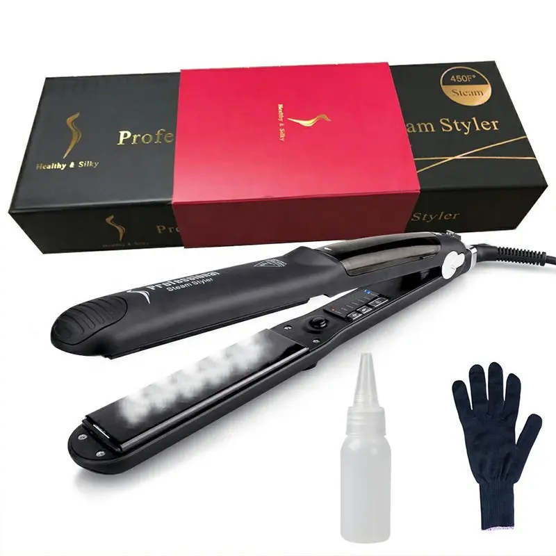 Popular Professional LED Water Vapor Steam Pod 450 Temperature PTC Styler Steampod  Hair Straightener