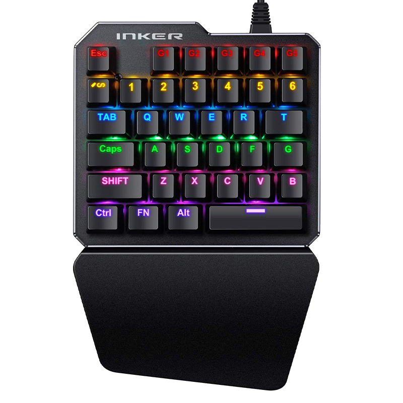 Механическая игровая клавиатура RGB с синей осью для одной руки, мобильная игра для съемки цыплят, электронных видов спорта, PlayerUnknown's Battlegrounds
