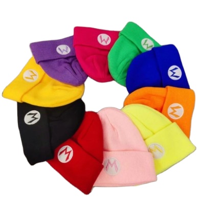 New arrive children's colorful custom label beanie with embroidery