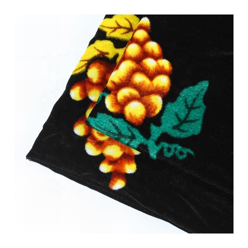 Woven fruits floral printed super soft velvet fabric with designs for evening gown