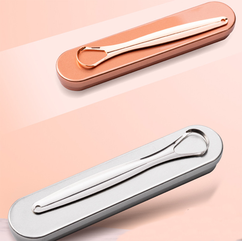 Travel Use Metal U Shaped and Spoon Shaped Tongue Scraper Kit with Box